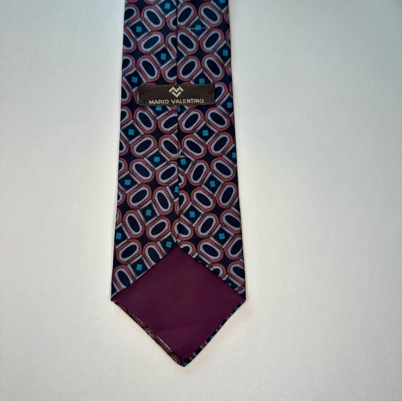 Vintage Valentino Italian Silk Classic Geometric Patterned Tie, by Mario 3.75” - Picture 4 of 7